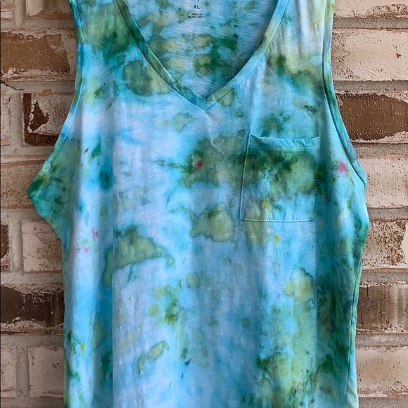 Custom Tie Dye V-Neck Muscle Tank Sz L - Picture 2 of 3